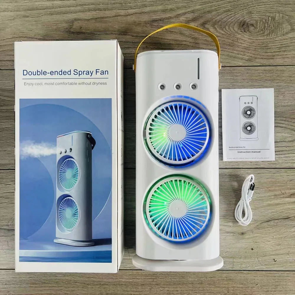 URGGU Dual-Head Desktop Ice Fog Mist Fan – Oscillating Cooler