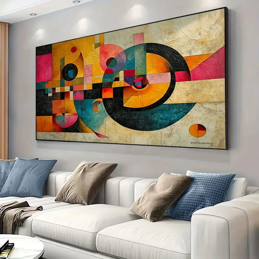 Large Abstract Geometric Canvas Wall Art | Frameless Modern Decor