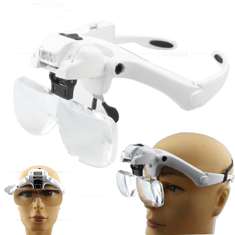 LED Magnifier Glasses 1.2X–4.5X | Jewellery & Watch Loupe