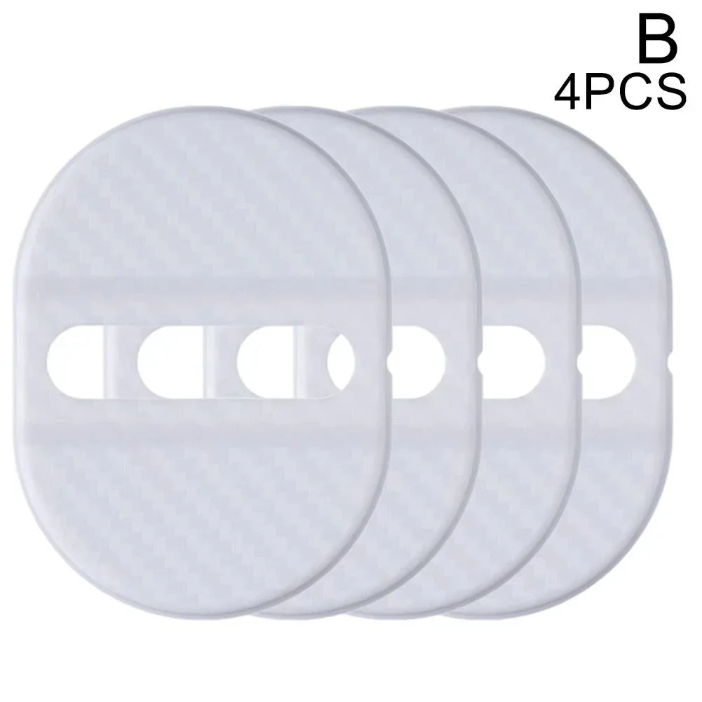 4Pcs Carbon Fiber Door Lock Covers | Peel & Stick Car Protectors