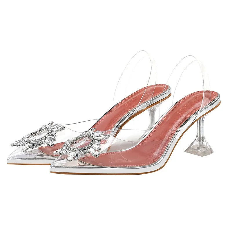 Women's Transparent Crystal High Heel Sandals – Summer Party