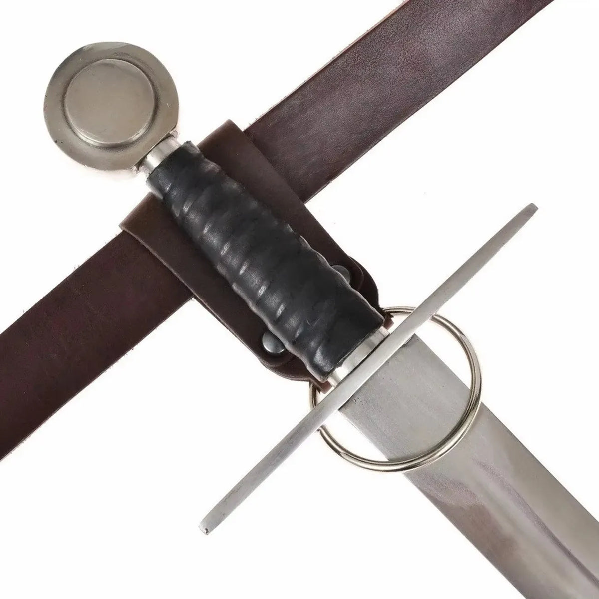 Medieval Viking Knight Pirate Leather Belt Sword Frog Metal Ring Axe