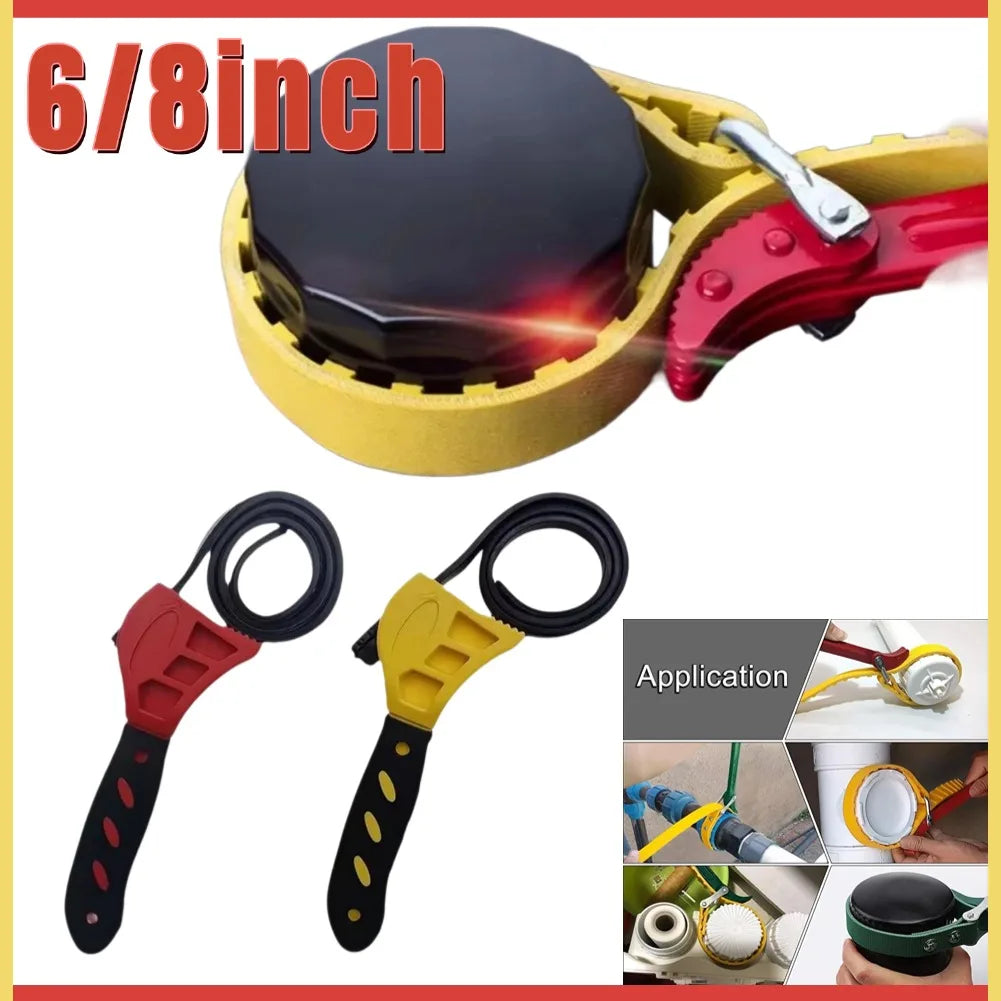 6/8 Inch Adjustable Belt Wrench – Oil Filter Strap Spanner