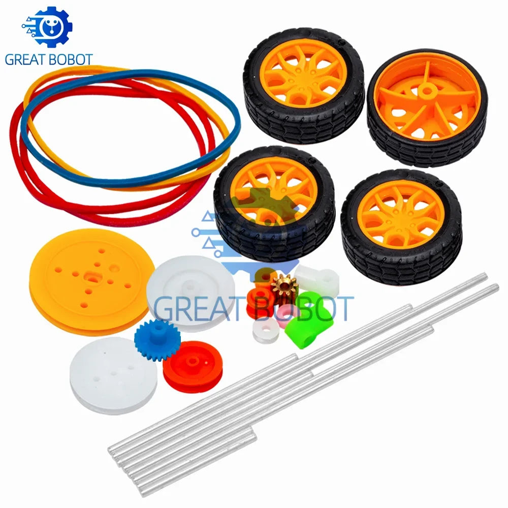 82PCS Toy Car Gear Kit – Motors, Gears, Axles & Belt Sleeves