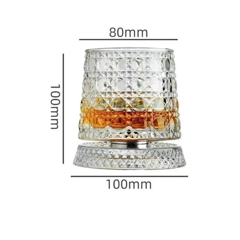 360° Rotating Whiskey Glass – Tumbler Spin Crystal Cocktail Cup