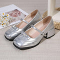 Women's Square Toe Mary Jane Flats – Belt Buckle PU Shoes