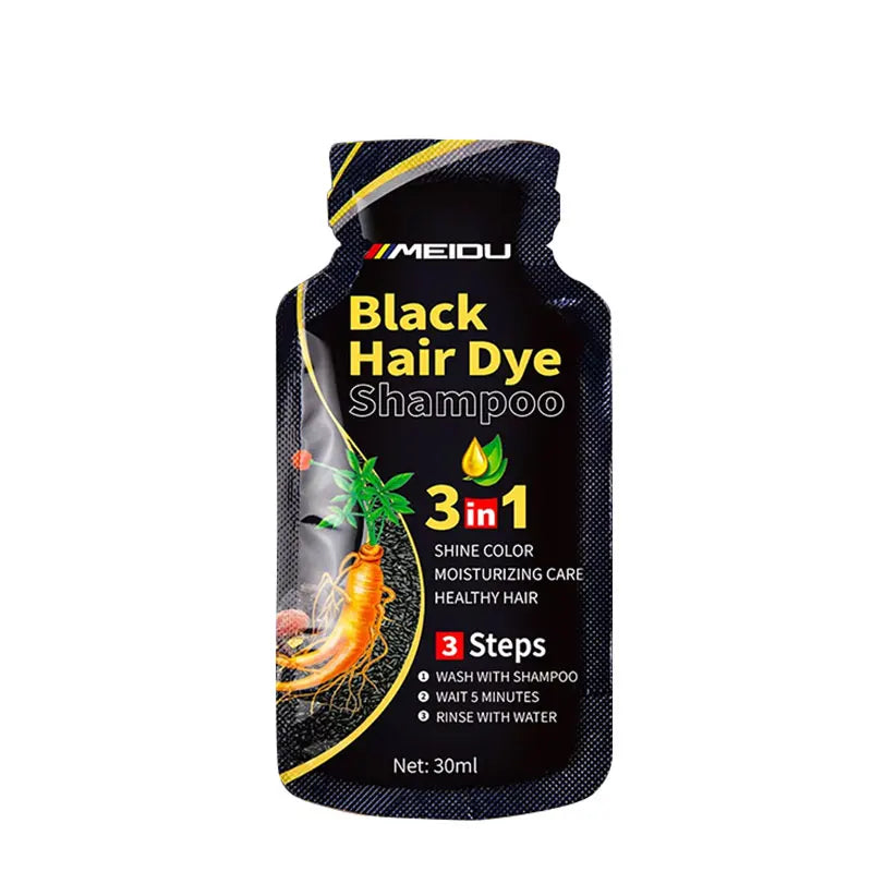 Meidu 3-in-1 Hair Dye Shampoo – Instant Gray to Black, 30ml