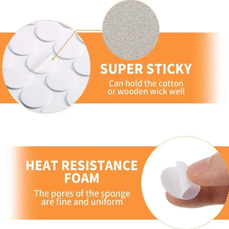 Candle Wick Sticker Tabs – Heat-Resistant Double-Sided Foam