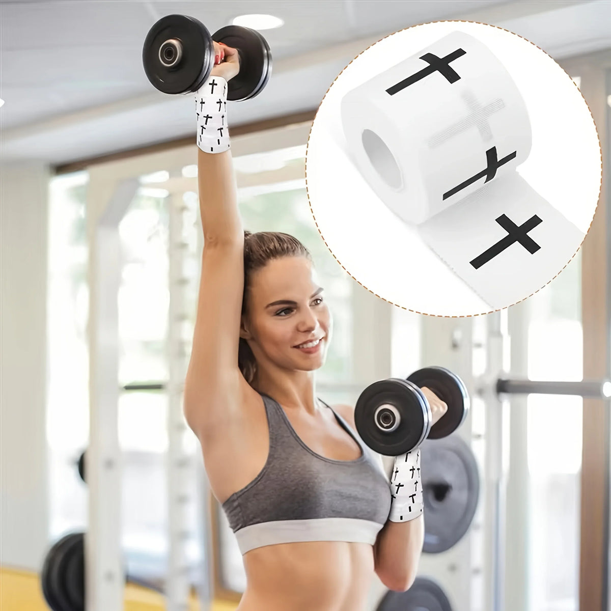 2pcs "+" Sports Wristbands | White Athletic Tape for Gym & Sports
