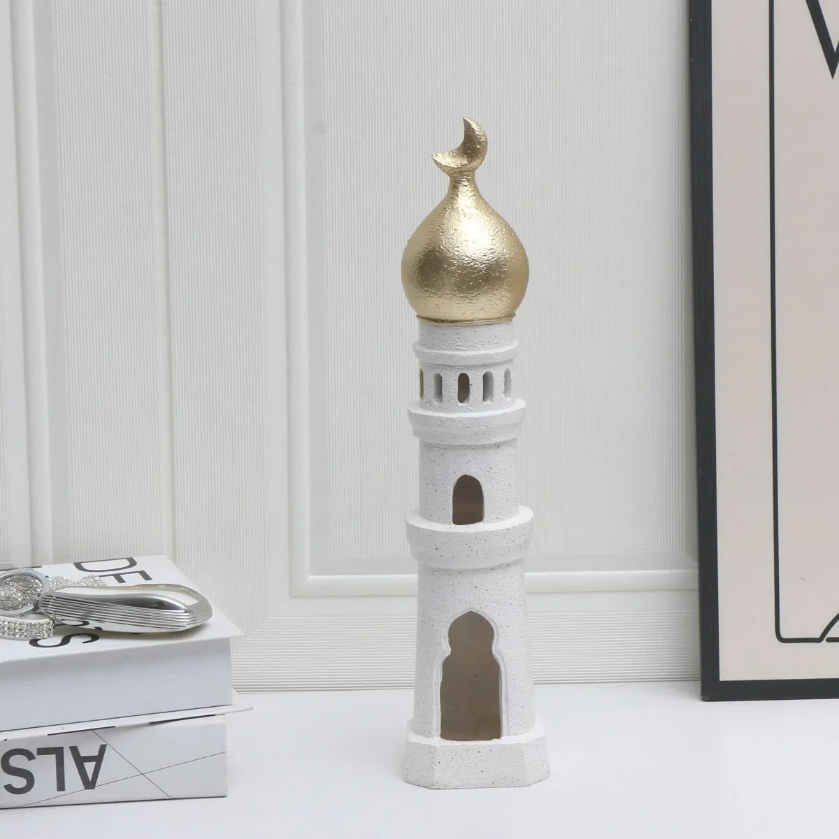 Middle Eastern Castle Moon Tower Resin Statue | Home Decor