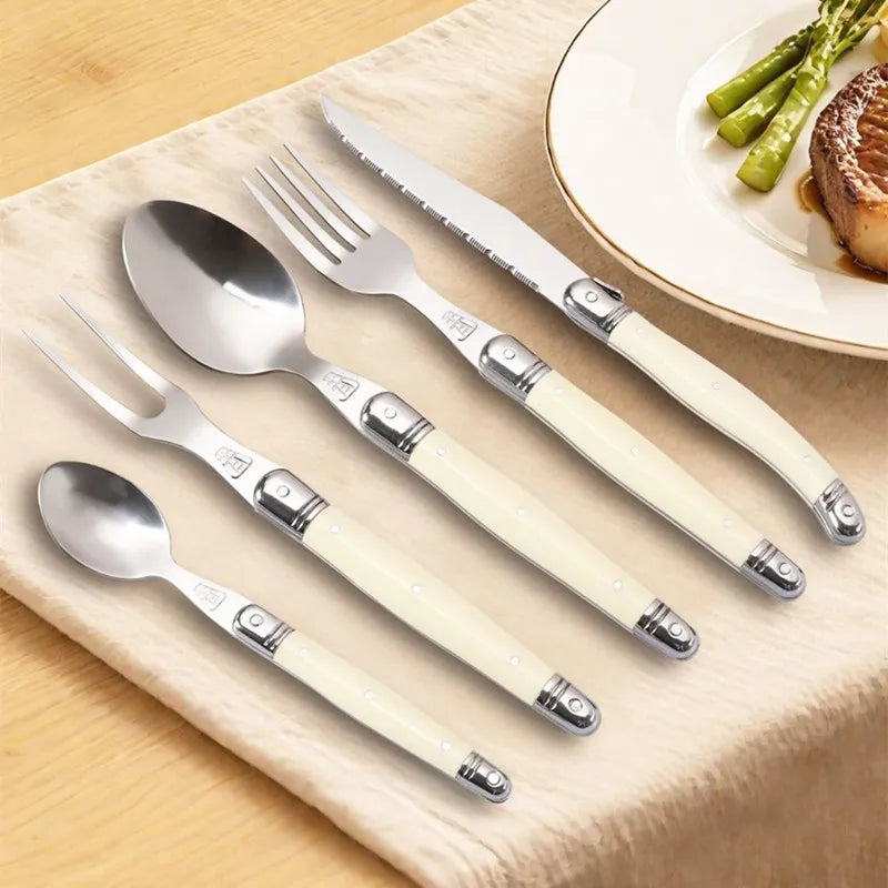 Laguiole Cutlery Set 4–24pc | Ivory Handle Stainless Steel