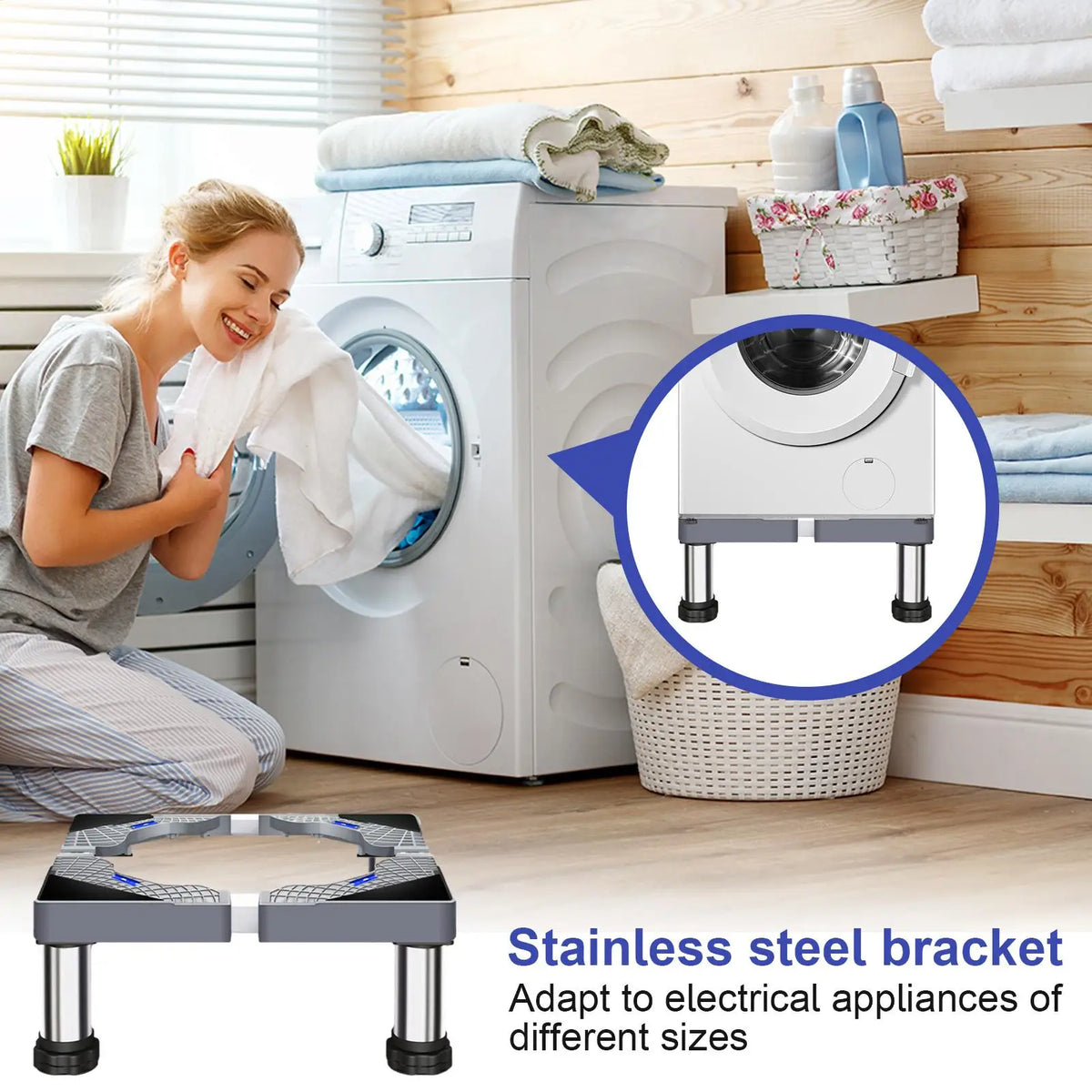 Stainless Steel Washing Machine & Dryer Pedestal Stand – 4 Feet