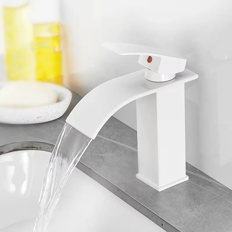 Pure White Waterfall Bathroom Basin Faucet | Single Handle