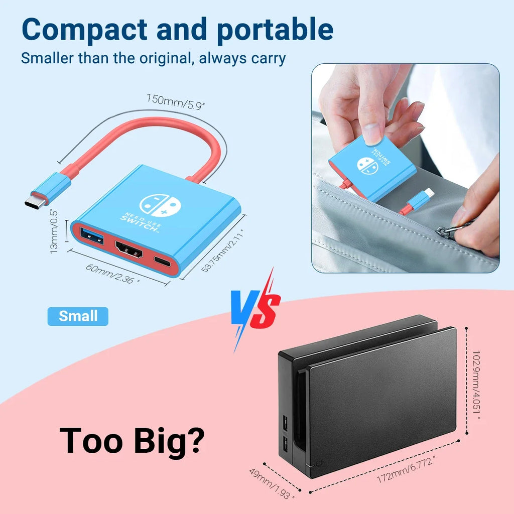 3-in-1 USB-C Hub | 4K HDMI, 100W PD, USB 3.0 Docking Station