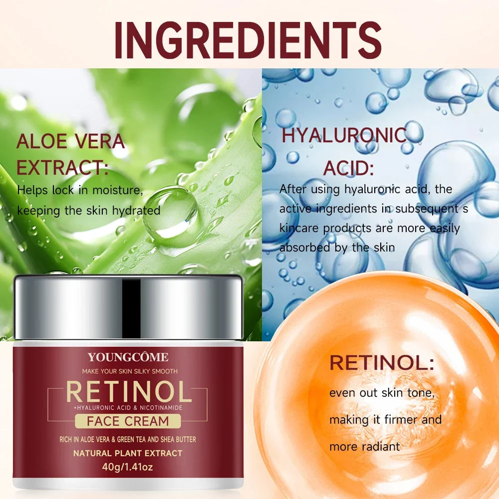 YOUNGCOME Retinol Hyaluronic Acid Aloe Cream SAMPLE 3-in-1 Anti-aging