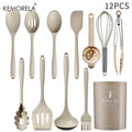 KEMORELA 12-Pc Silicone Cooking Utensil Set – Spatula Tongs Whisk