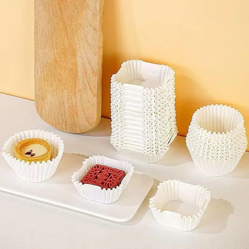 Square Mooncake Paper Liners 100/250Pcs – Oil-Proof Brownie Cups