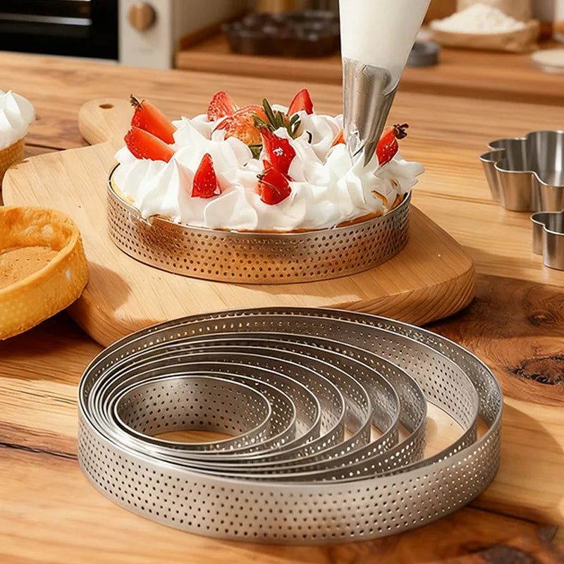 Stainless Steel Perforated Tart Rings – Round Baking Molds