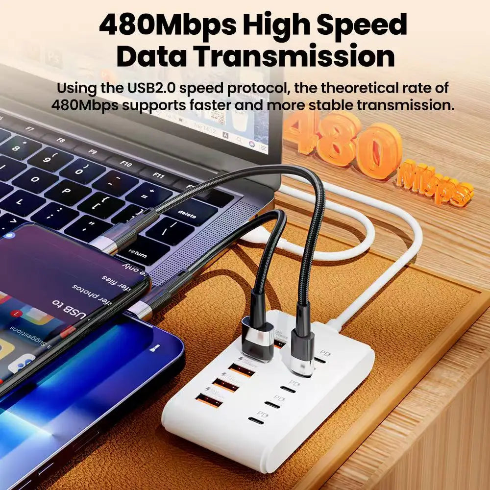 10-in-1 USB Desktop Charging Station | 10-Port USB Hub