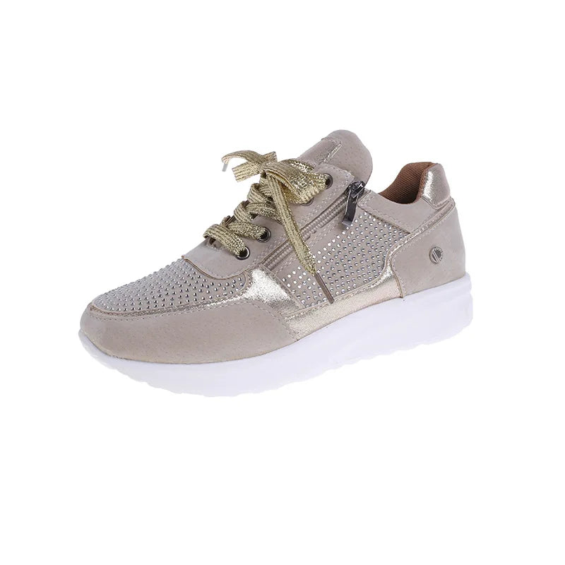 Women's Sequin Wedge Platform Sneakers – Non-Slip Lace-Up