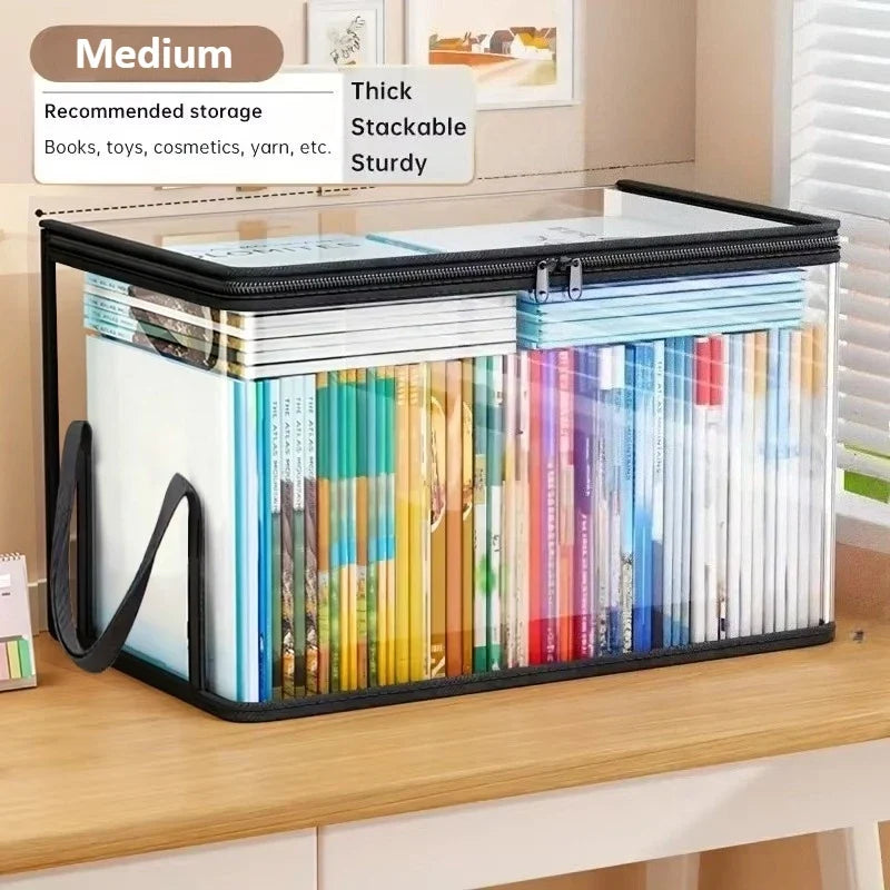 Clear PVC Storage Box Flip-top Lid View Window Multi-use Organizer