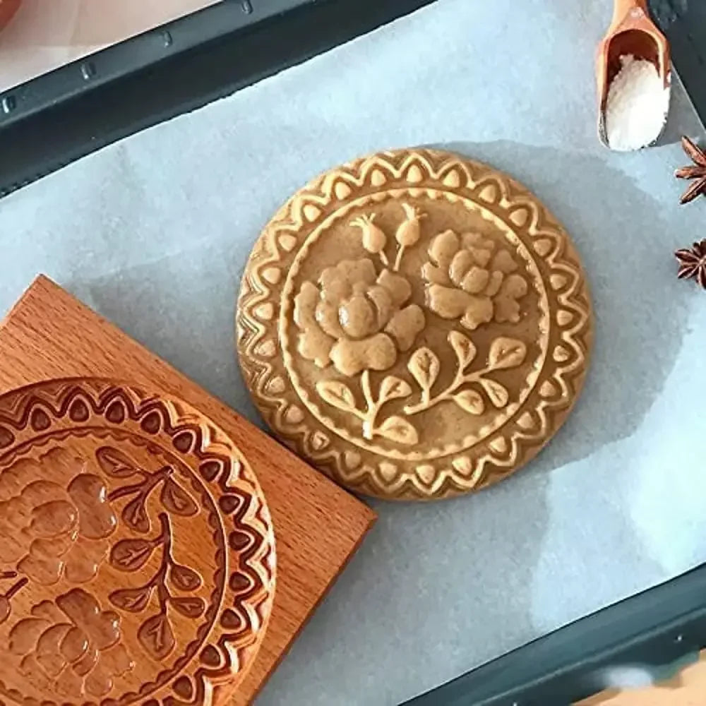DIY Wooden Shortbread Mold Raspberry Heart Carved Gingerbread Cookie