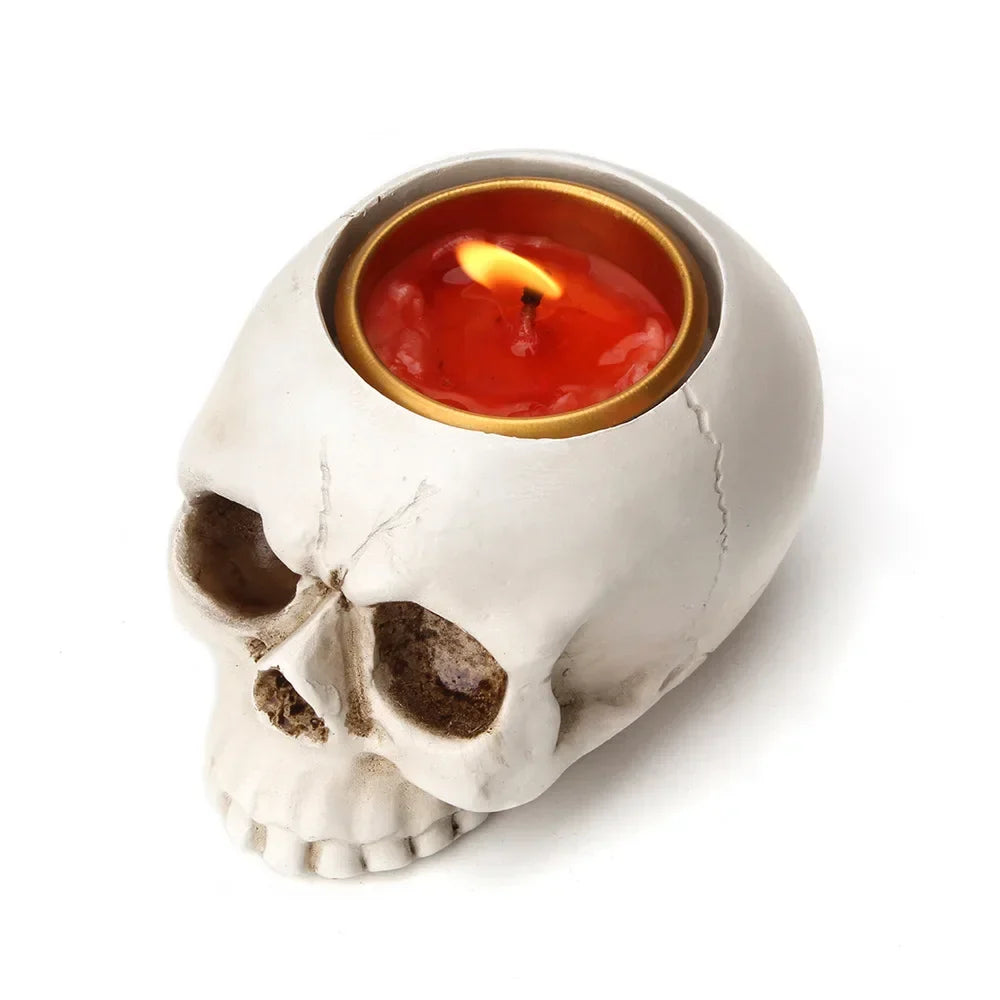Halloween Skull Hand Candlestick Holder – Resin Skeleton Decor