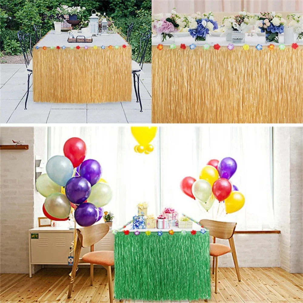 100X60CM Tropical Luau Grass Table Skirt Party Tiki Hawaii Theme