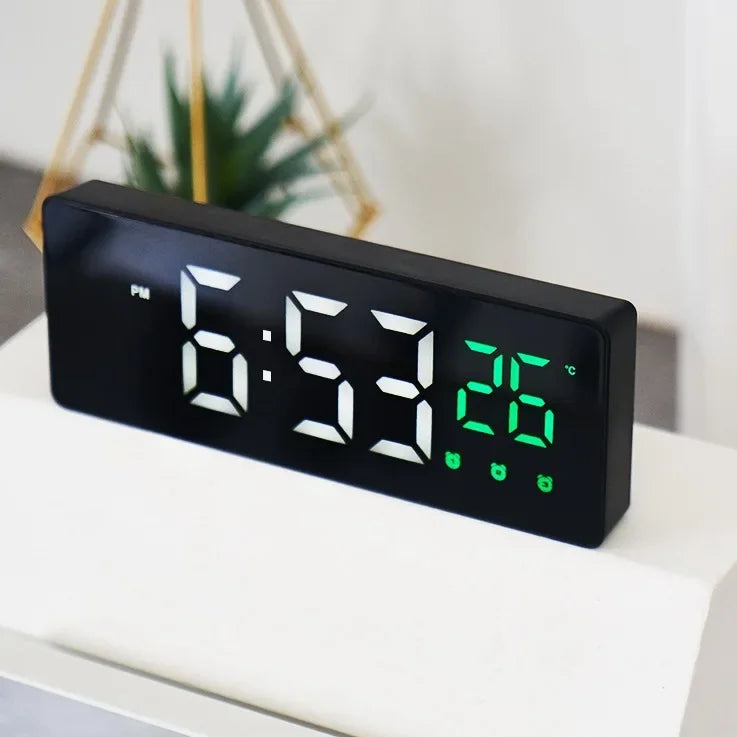 LED Digital Alarm Clock – Voice Control, Snooze & Night Mode