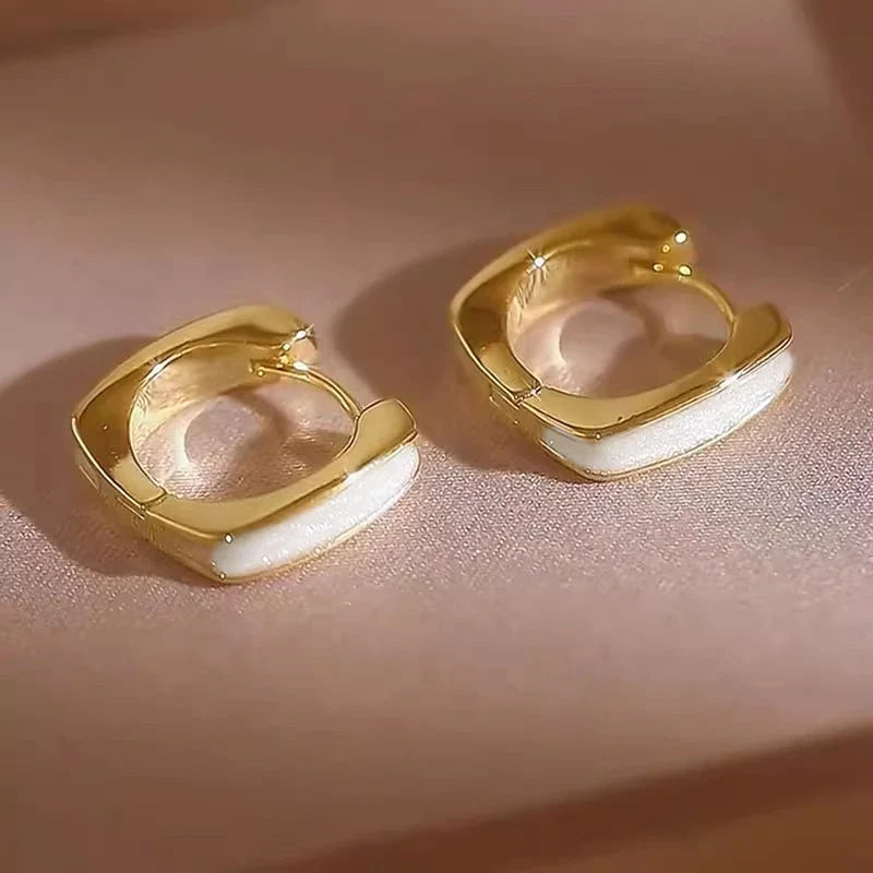Huitan Enamel Hoop Earrings – Trendy Women's Fashion Jewelry