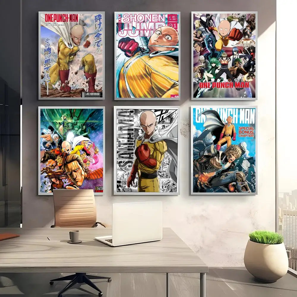 One Punch Man Anime Poster Self-Adhesive Wall Art Sticker