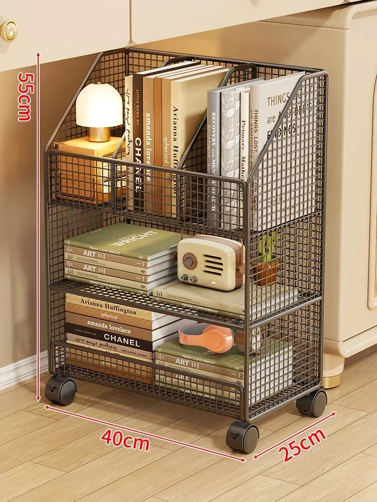 1 3 Levels Mesh Metal File Crate Organizer Wheels Layered Cart