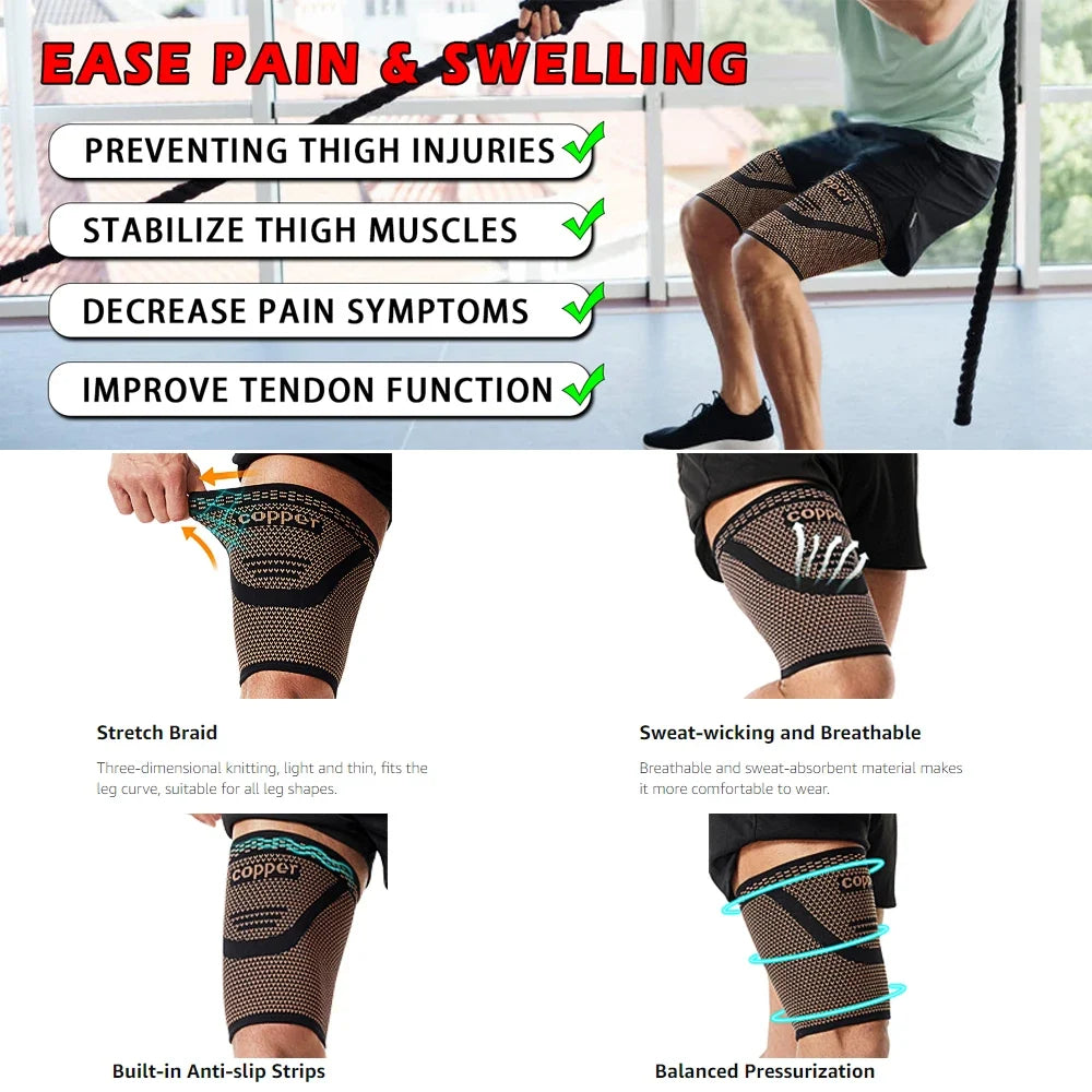 Copper Thigh Compression Sleeve – Hamstring & Quad Support