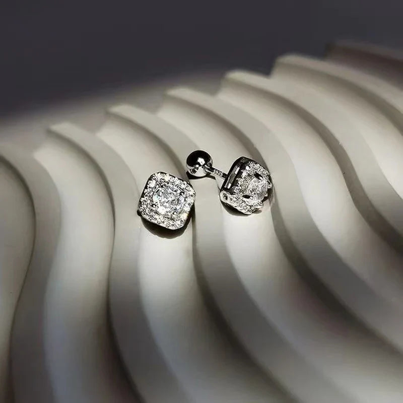 Hip Hop Moissanite Stud Earrings – Unisex Stainless Steel