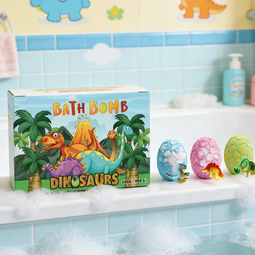 Dinosaur Egg Bath Bombs with Surprise Toys – 6-Pack Kids Gift