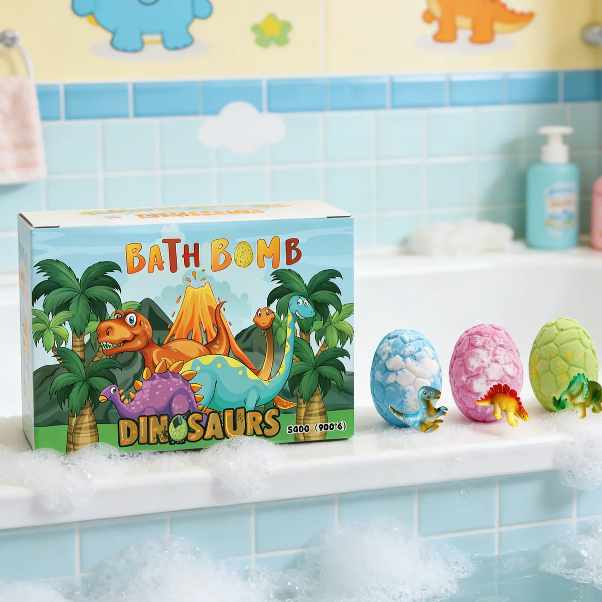 Dinosaur Egg Bath Bombs with Surprise Toys – 6-Pack Kids Gift