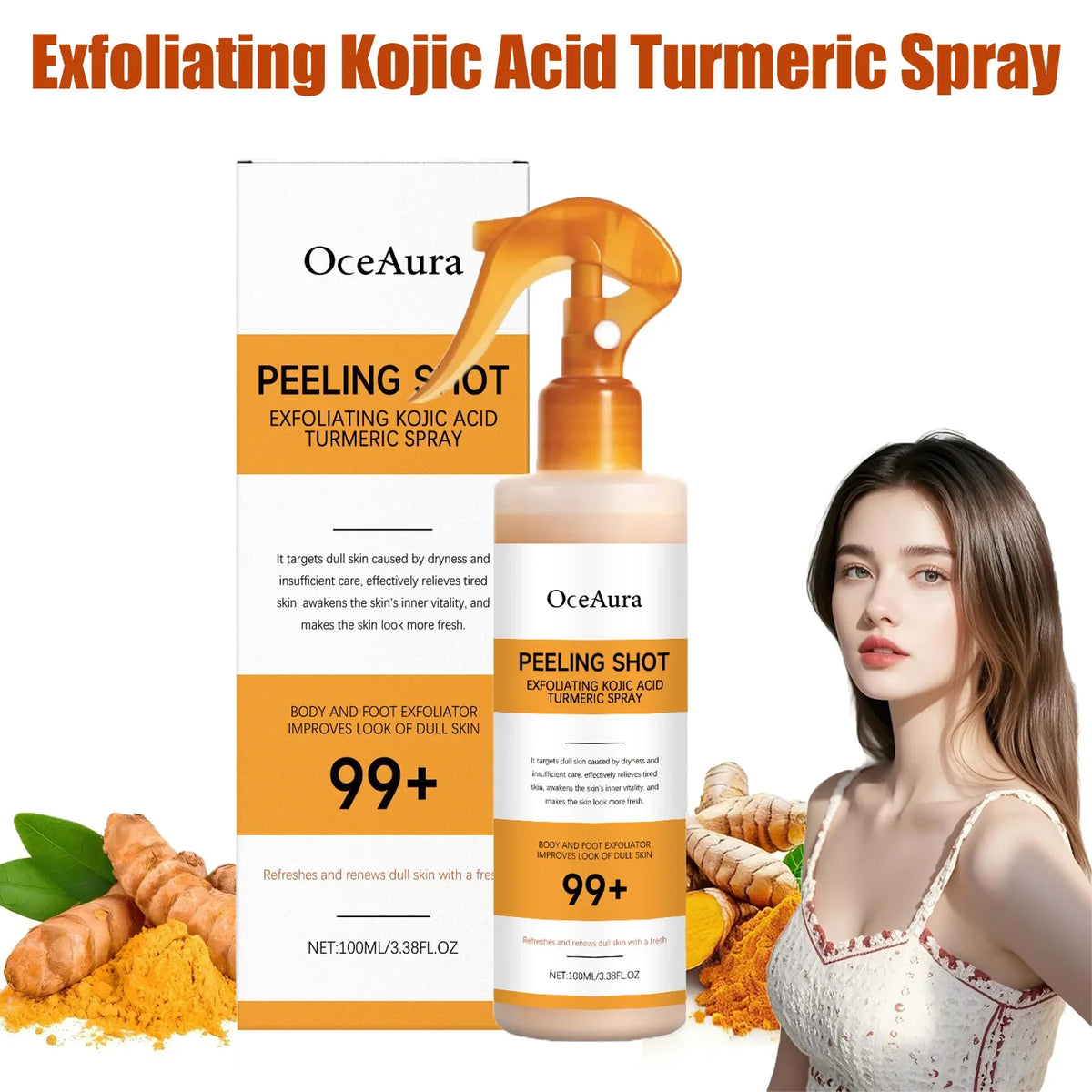 OceAura Kojic Acid Turmeric Exfoliating Body Spray 100ml