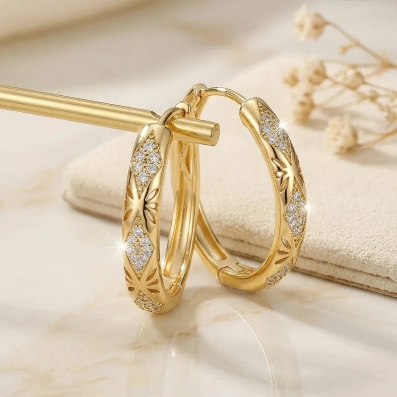 Huitan Sparkling CZ Hoop Earrings – Women's Fashion Jewelry