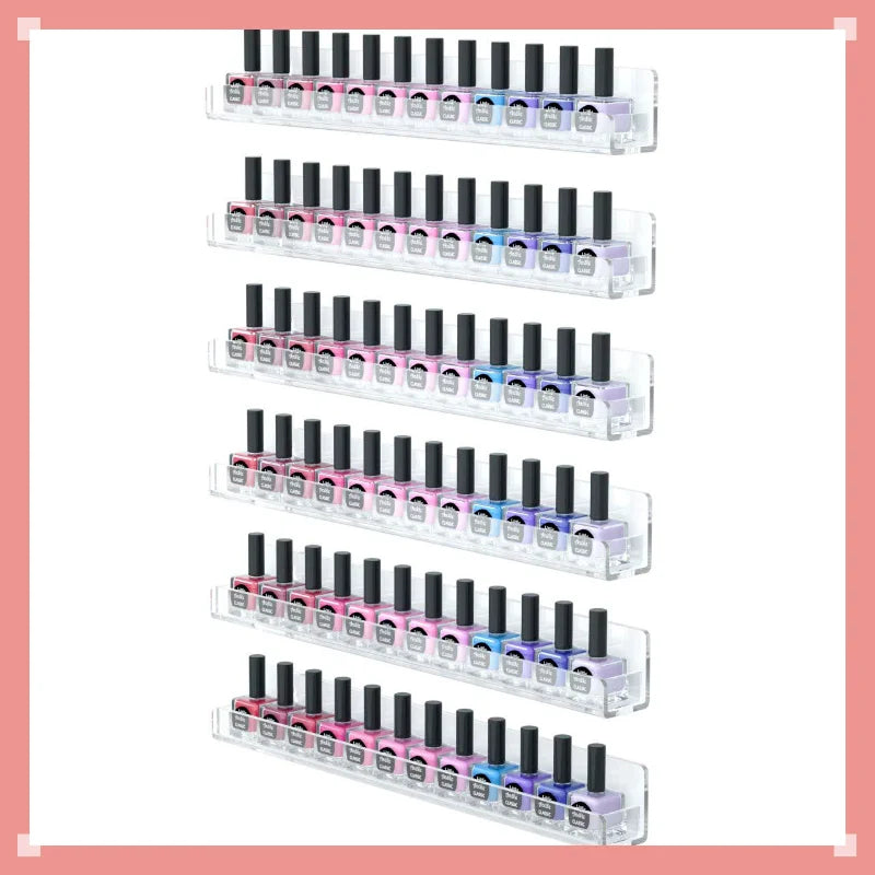 6-Layer Acrylic Nail Polish Wall-Mounted Rack & Organizer
