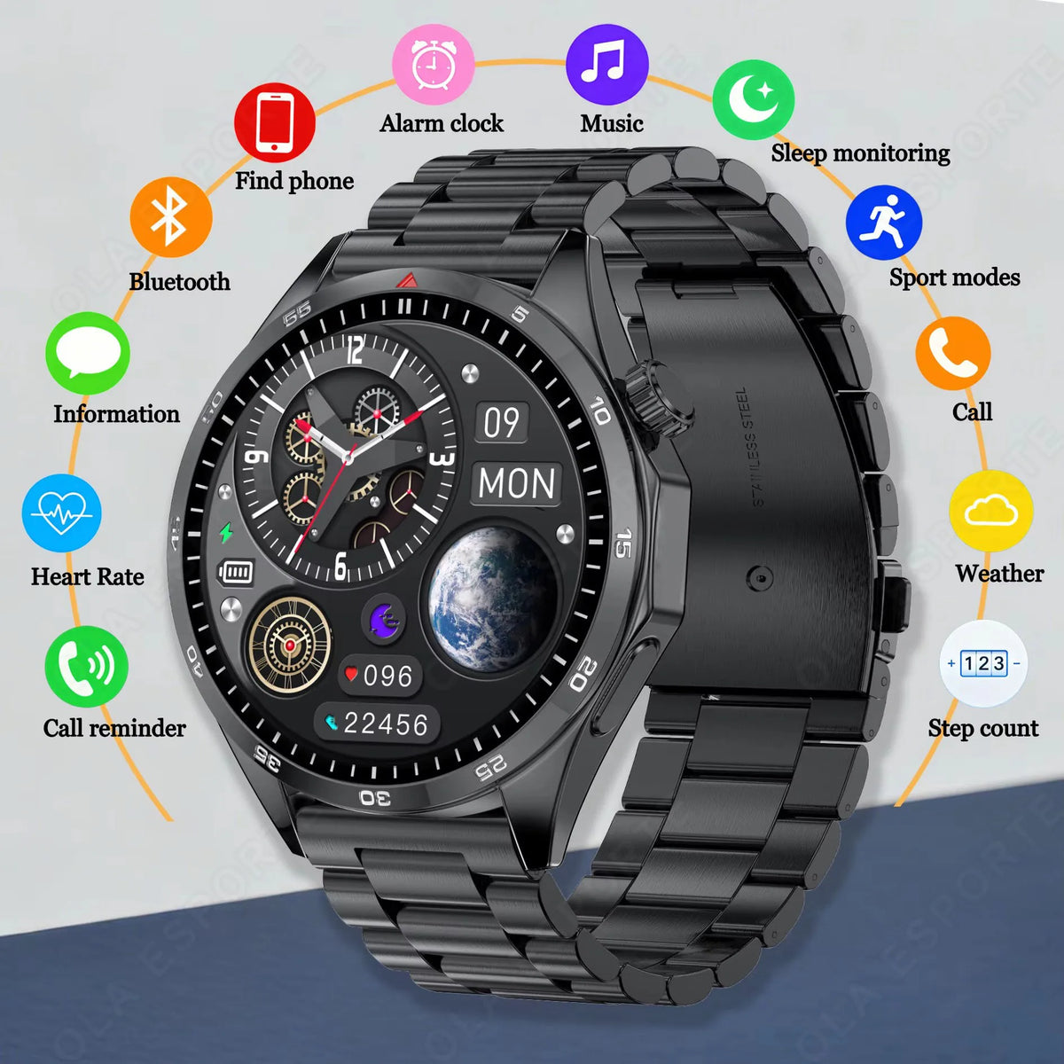 Smart Watches Men Women 1 5 360 HD Screen 330mAh Battery Heart Rate
