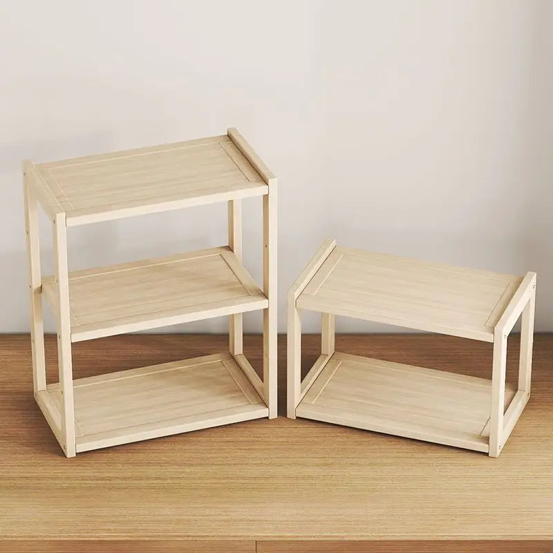 Solid Wood Multi-Layer Storage Shelf – Bookshelf & Shoe Rack