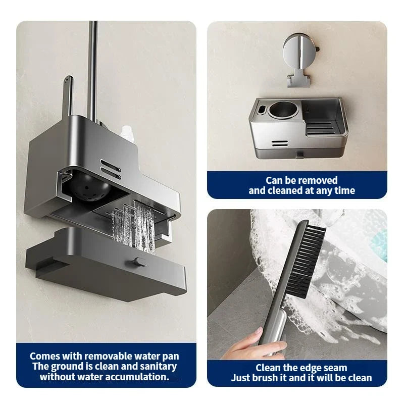 Wall-Mounted Toilet Brush & Holder | Suction Cup, No Drilling