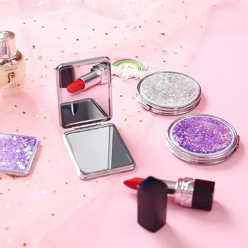 Double-Sided Folding Compact Pocket Mirror | Sparkling Sand