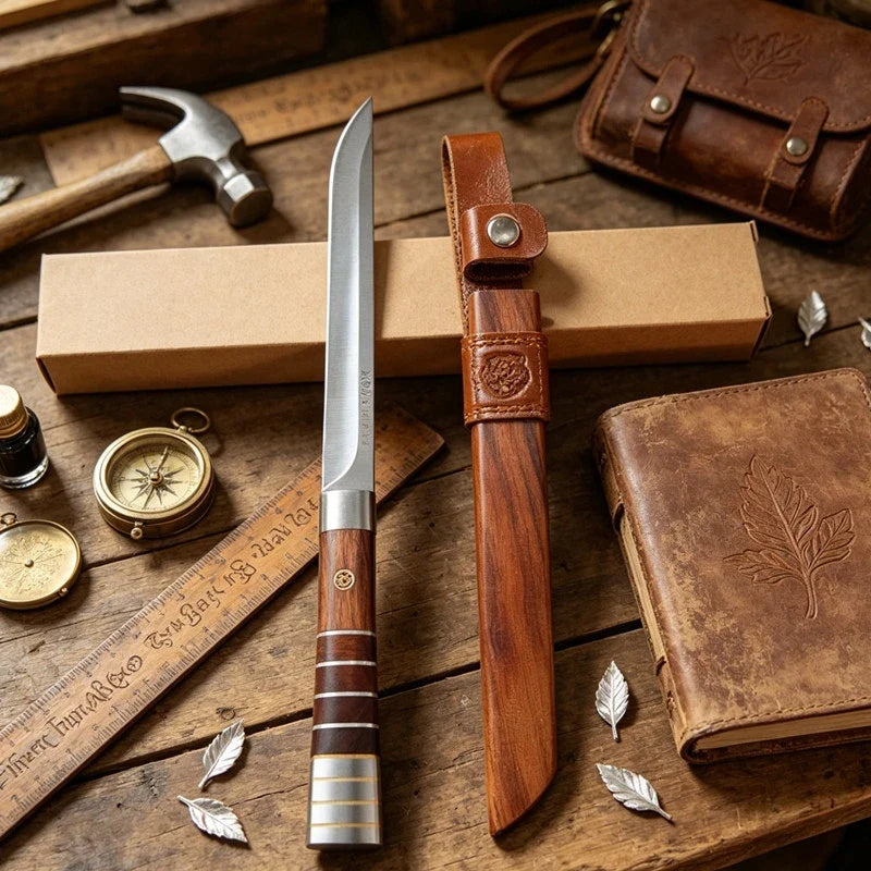 Hand Forged Damascus Steel Japanese Kitchen Knife – 13" Blade