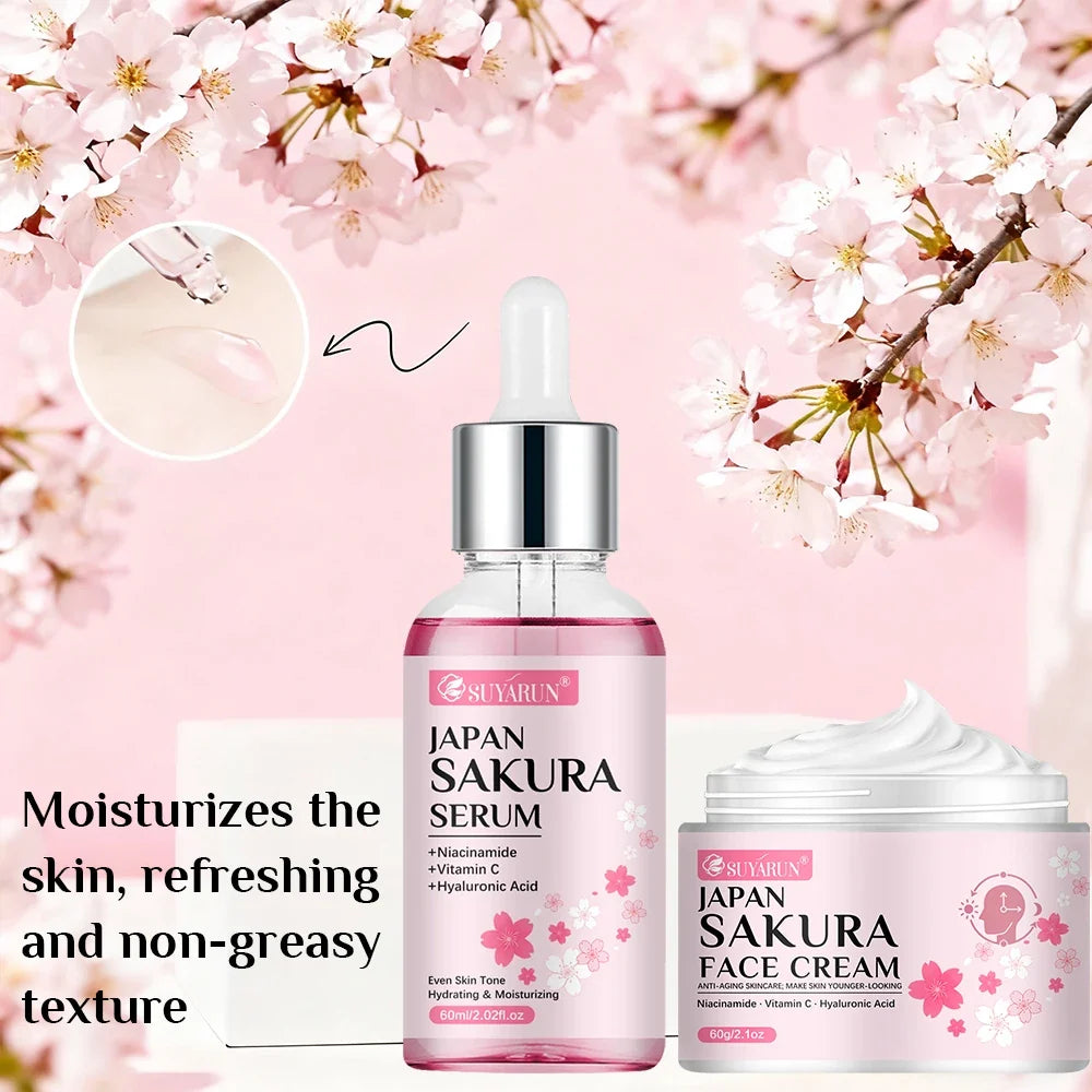 Cherry Blossom Moisturizing Cream & Serum Skincare Set