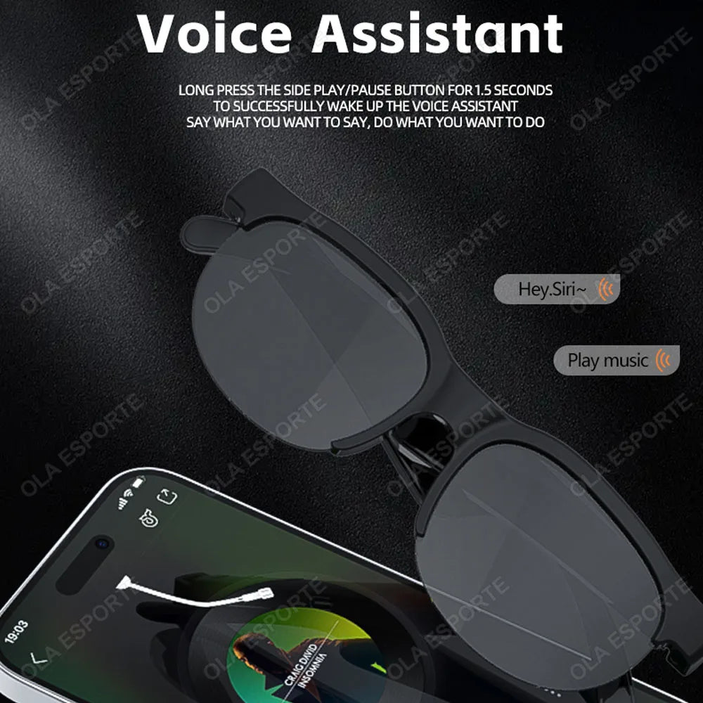 Bluetooth Smart Sunglasses V5.3 HiFi Audio UV IPX5 Outdoor