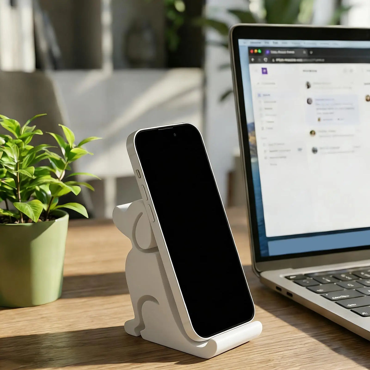 Cute Dog Figurine Phone Stand – Anti-Slip Desk Phone Holder