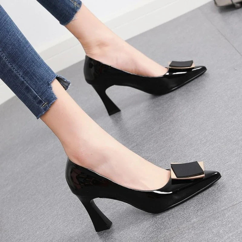 YBQJOO Women's Chunky Heel Pointed Toe Pumps | Ankle Buckle