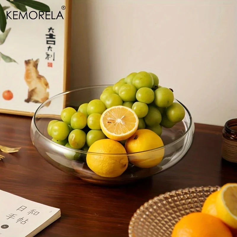 KEMORELA Glass Fruit Bowl – Stackable Footed Kitchen Decor