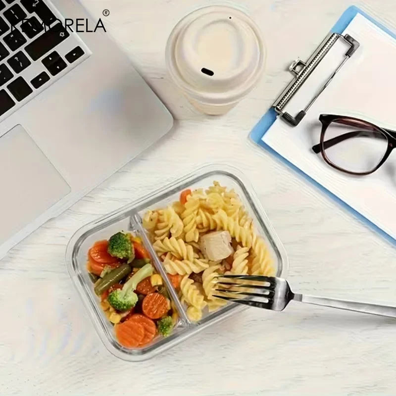 Glass Lunch Box 2/3 Compartment Airtight Lid | Fridge & Oven Safe